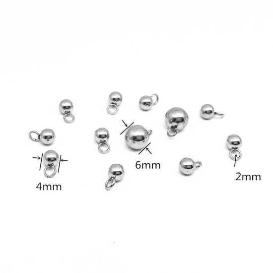 Picture of 304 Stainless Steel Charms Silver Tone Round