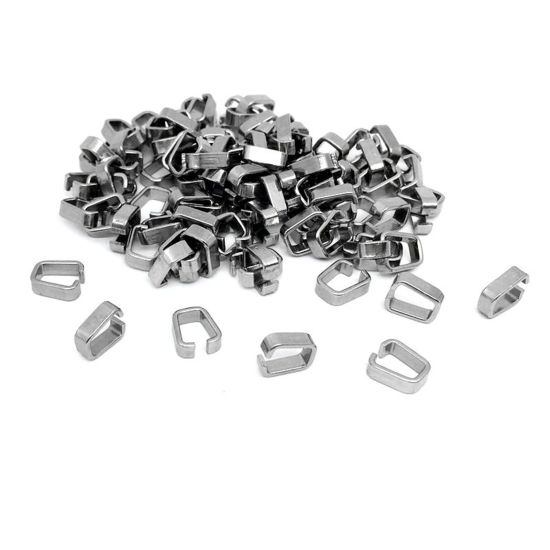 Image de Fermoirs Pinces Bélière en 304 Acier Inoxydable Rectangle Argent Mat 20 Pcs