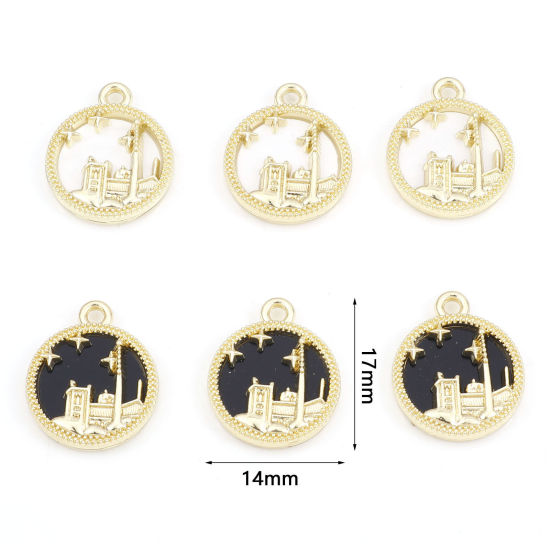 Picture of Zinc Based Alloy Charms Multicolor Round Castle 17mm x 14mm