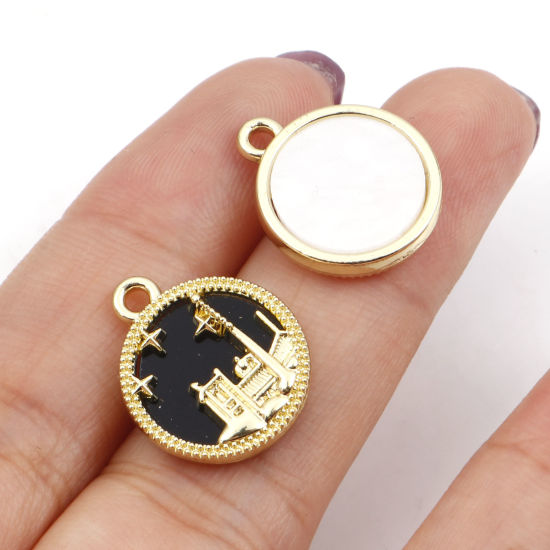 Picture of Zinc Based Alloy Charms Multicolor Round Castle 17mm x 14mm