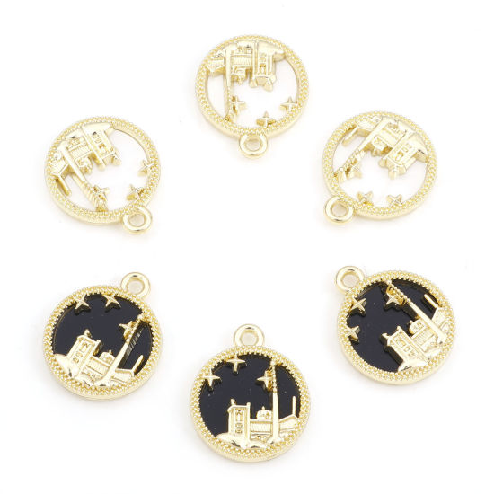 Picture of Zinc Based Alloy Charms Multicolor Round Castle 17mm x 14mm