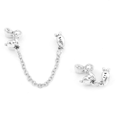 Image de Perles à Gros Trou de Style Européen en Alliage de Zinc Argent Vieilli Lapin Radis 10 Pcs