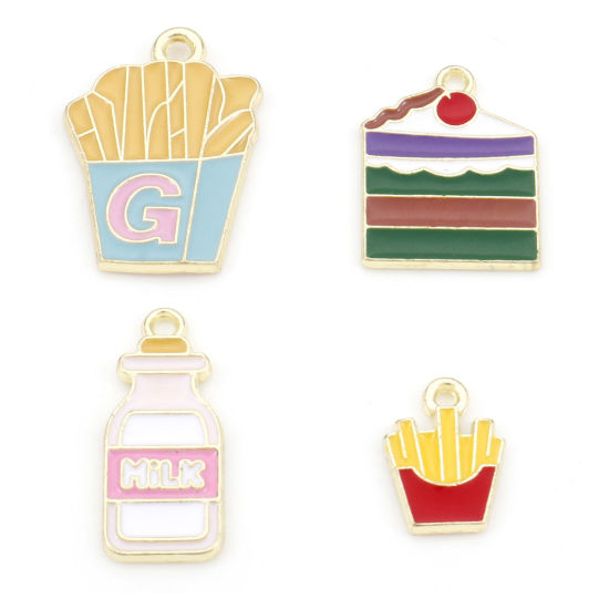 Immagine di Lega di Zinco Charms Oro Chiaro Multicolore Cibo Smalto 20 Pz