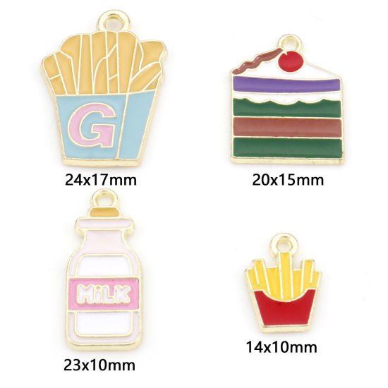 Immagine di Lega di Zinco Charms Oro Chiaro Multicolore Cibo Smalto 20 Pz