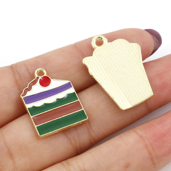 Immagine di Lega di Zinco Charms Oro Chiaro Multicolore Cibo Smalto 20 Pz