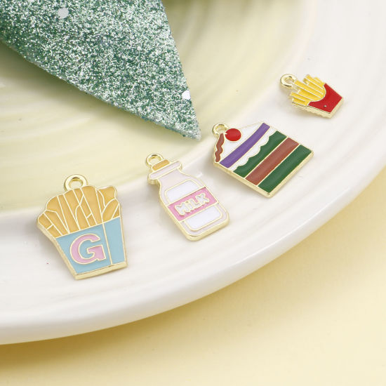 Immagine di Lega di Zinco Charms Oro Chiaro Multicolore Cibo Smalto 20 Pz