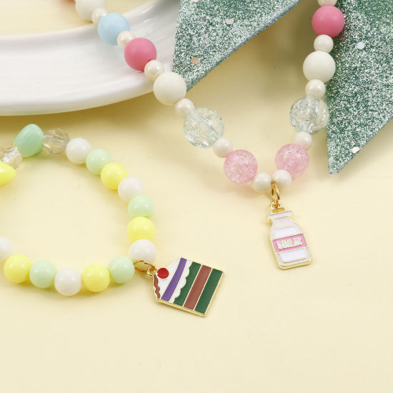 Immagine di Lega di Zinco Charms Oro Chiaro Multicolore Cibo Smalto 20 Pz