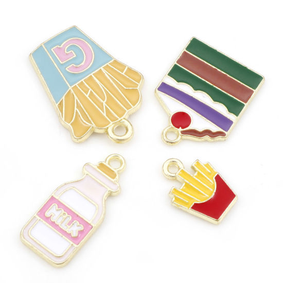 Immagine di Lega di Zinco Charms Oro Chiaro Multicolore Cibo Smalto 20 Pz