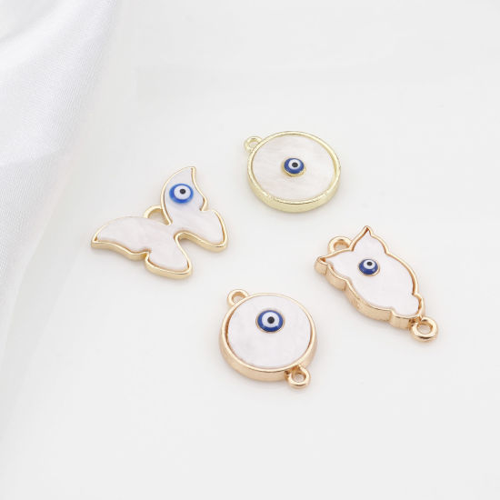 Picture of Zinc Based Alloy & Acrylic Religious Charms KC Gold Plated Evil Eye Enamel