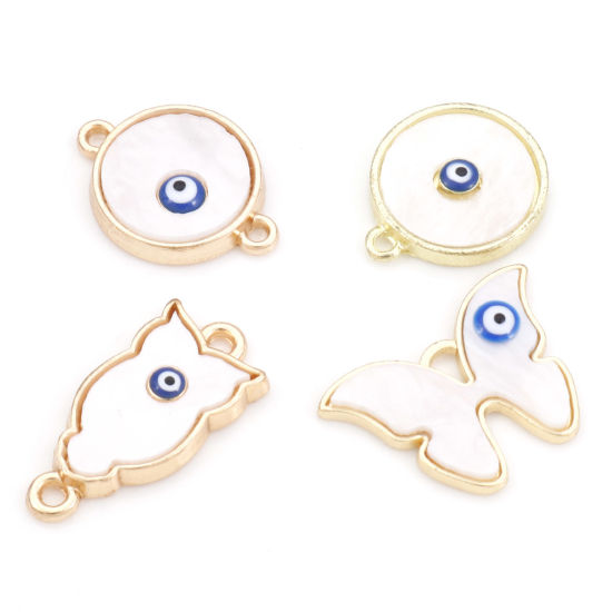 Picture of Zinc Based Alloy & Acrylic Religious Charms KC Gold Plated Evil Eye Enamel