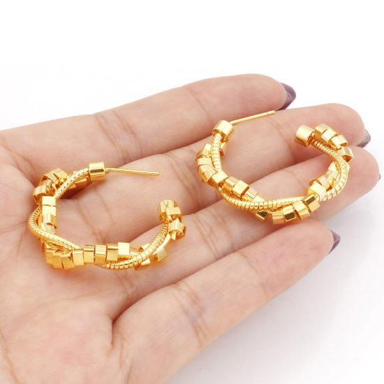 Picture of Copper Hoop Earrings 18K Real Gold Plated Geometric