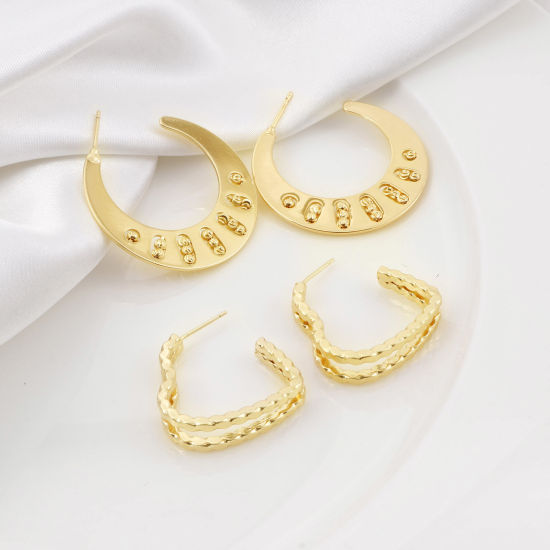 Picture of Copper Hoop Earrings 18K Real Gold Plated Geometric
