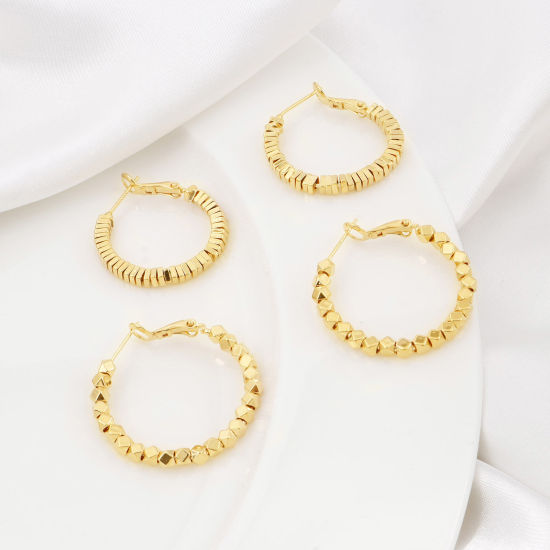 Picture of Copper Hoop Earrings 18K Real Gold Plated Geometric