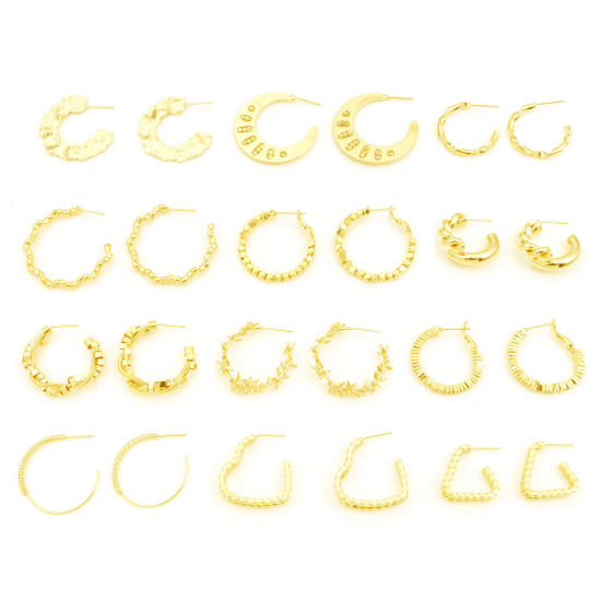 Picture of Copper Hoop Earrings 18K Real Gold Plated Geometric