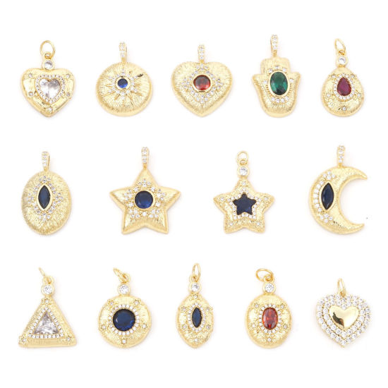 Picture of Brass Galaxy Charms Gold Plated Micro Pave Clear Cubic Zirconia