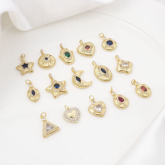 Picture of Brass Galaxy Charms Gold Plated Micro Pave Clear Cubic Zirconia