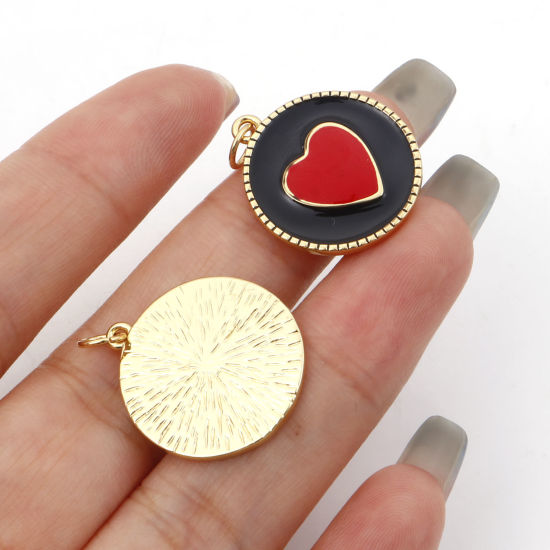 Picture of Brass Valentine's Day Charms Gold Plated Multicolor Heart Enamel