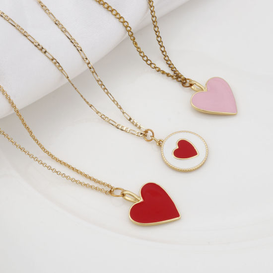 Picture of Brass Valentine's Day Charms Gold Plated Multicolor Heart Enamel