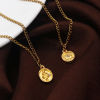 Picture of Zinc Based Alloy Religious Charms Gold Plated Round Disc Clear Rhinestone