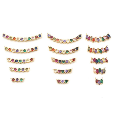 Brass Connectors Gold Plated Arc Multicolour Cubic Zirconia