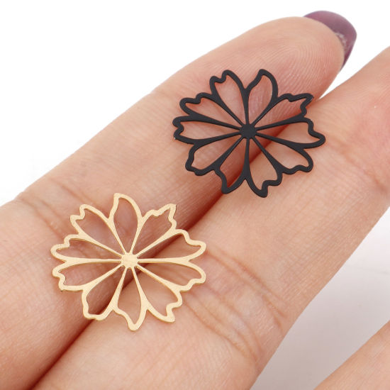 Imagen de Hierro Filigrana Estampación Colgantes Charms Multicolor Flor Hueco 17mm x 17mm, 20 Unidades