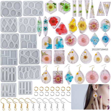 Two-part tulip shape clear silicone earrings mold - drop earrings mold