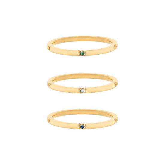 Image de Respectueux de la Nature Simple & Décontracté Bagues Non Ajustable Élégant en 304 Acier Inoxydable & Zircon Plaqué Or 18K Pour Femmes 1 Kit
