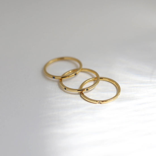 Image de Respectueux de la Nature Simple & Décontracté Bagues Non Ajustable Élégant en 304 Acier Inoxydable & Zircon Plaqué Or 18K Pour Femmes 1 Kit