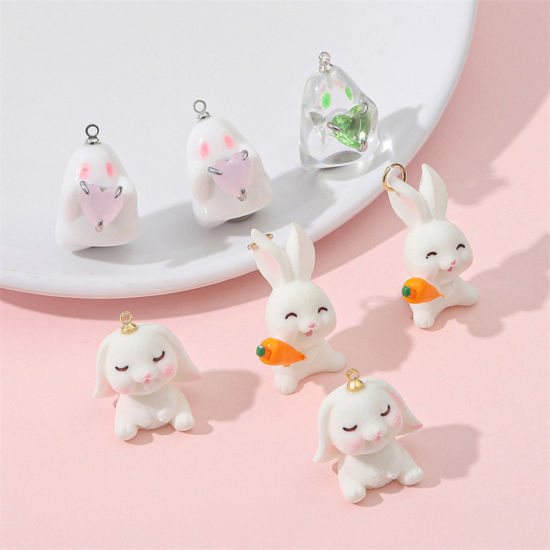 Bild von Harz Ostertag Charms Hase Halloween Elfe Bunt 3D 2 Stück