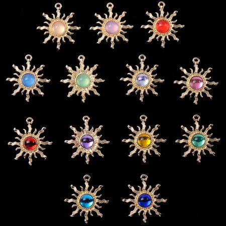 Zinc Based Alloy & Acrylic Galaxy Pendants KC Gold Plated Sun 3cm x 2.7cm