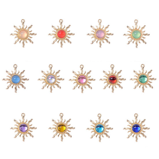 Picture of Zinc Based Alloy & Acrylic Galaxy Pendants KC Gold Plated Sun 3cm x 2.7cm