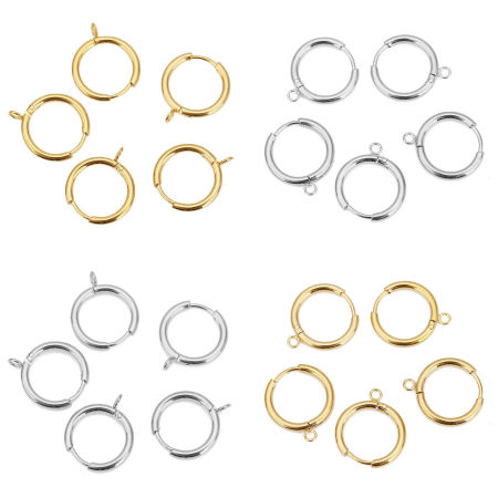 304 Stainless Steel Hoop Earrings Round Multicolor With Loop 16mm x 2mm