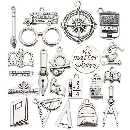 Zinc Based Alloy College Jewelry Charms Antique Silver Color 20 PCs