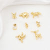 Imagen de Latón Colgantes Charms Oro Real Chapado Animal Claro Circón Artificial 2 Unidades