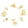 Imagen de Latón Colgantes Charms Oro Real Chapado Animal Claro Circón Artificial 2 Unidades