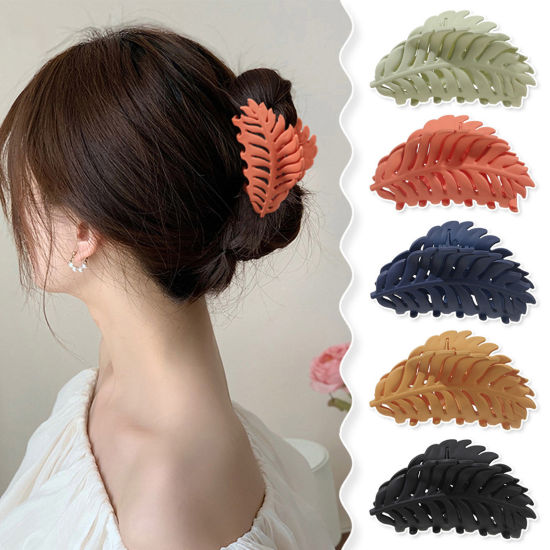 Image de Pince Griffe à Cheveux en ABS Élégant Multicolore Feuilles Creux 1 Pièce