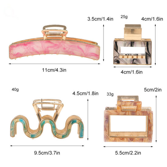 Bild von Acryl Stilvoll Haarspangen Klammern Vergoldet Bunt 1 Stück
