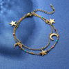 Picture of 304 Stainless Steel Stylish Link Cable Chain Bracelets Gold Plated Star Moon 17cm(6 6/8") long