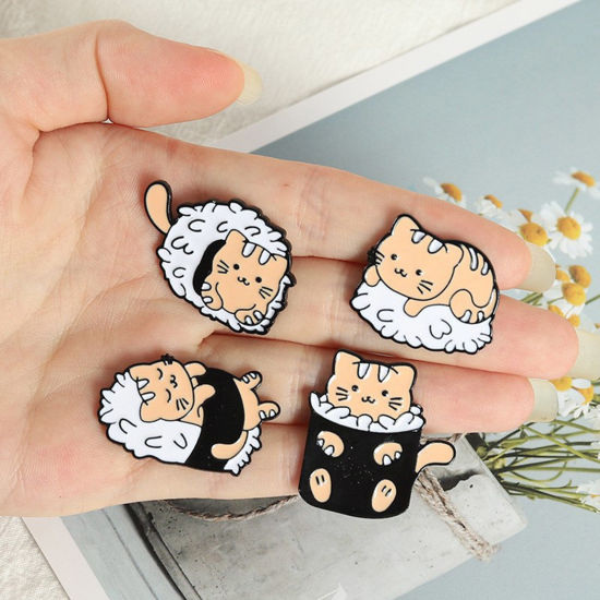 Picture of Cute Pin Brooches Cat Animal Multicolor Enamel