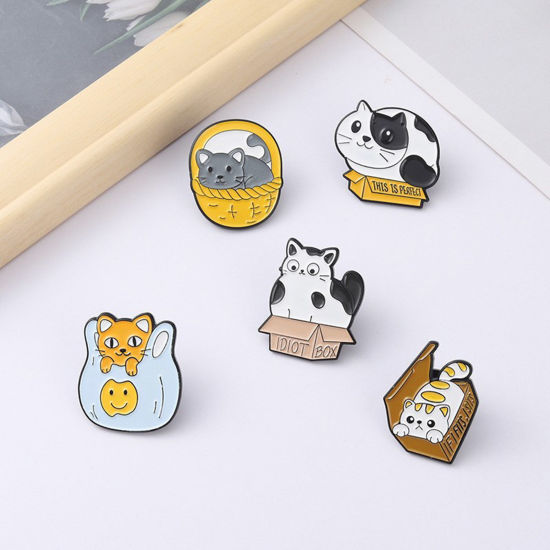 Picture of Cute Pin Brooches Cat Animal Multicolor Enamel