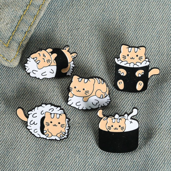 Picture of Cute Pin Brooches Cat Animal Multicolor Enamel