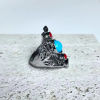 Imagen de Bohemia No Ajustable Anillos Plata Antigua Rojo & Azul Imitación de gema Óvalo 1 Unidad