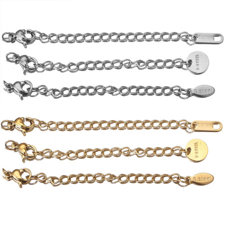 Chaînes d'Extension pour Collier Bracelet en 304 Acier Inoxydable Géométrique 7cm long, 5 Pièces