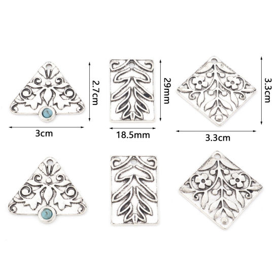 Picture of Zinc Based Alloy Pendants Antique Silver Color Flower Vine