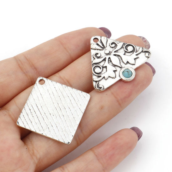 Picture of Zinc Based Alloy Pendants Antique Silver Color Flower Vine
