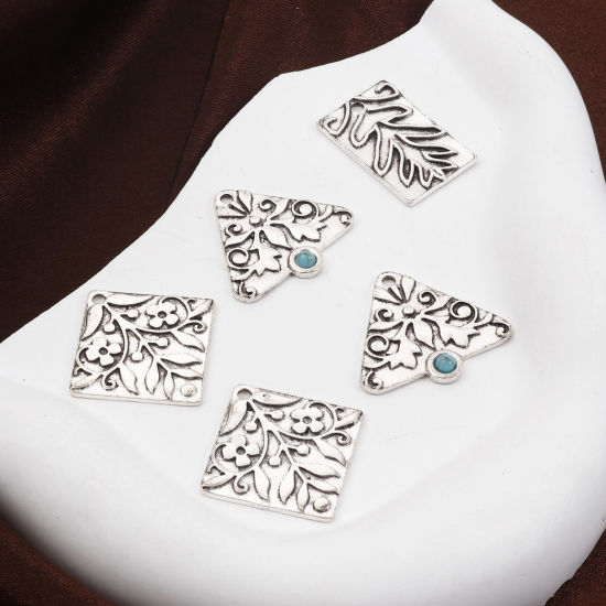 Picture of Zinc Based Alloy Pendants Antique Silver Color Flower Vine