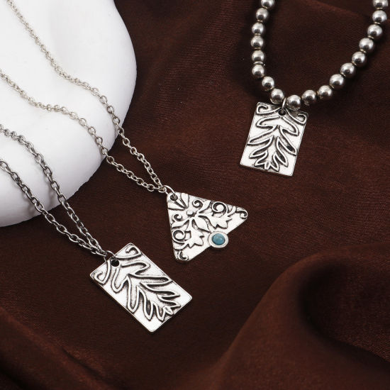 Picture of Zinc Based Alloy Pendants Antique Silver Color Flower Vine