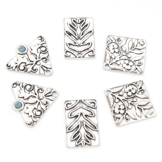 Picture of Zinc Based Alloy Pendants Antique Silver Color Flower Vine