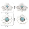 Picture of Zinc Based Alloy Boho Chic Bohemia Pendants Antique Silver Color Green Blue Flower Leaves With Resin Cabochons Imitation Turquoise