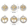 Picture of Zinc Based Alloy Disc Charms Gold Tone Antique Gold & Antique Silver Color Dragonfly Animal Tree